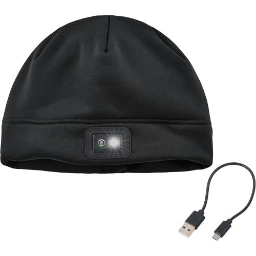 N-Ferno&reg; Winter Skull Cap with LED Rechargeable Light, Fleece Lining, One Size, Black Southpoint Industrial Supply