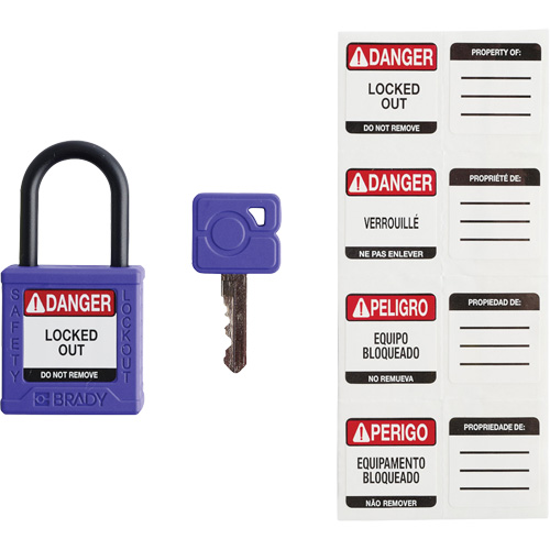 Velocity Compact Safety Lockout Padlocks, Purple, Keyed Alike, Nylon, 1-1/4" Width Southpoint Industrial Supply