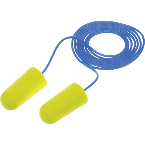 Bouchons d'oreilles n&eacute;on jaune E-A-Rsoft, Vrac - Sac en poly, Avec cordon Southpoint Industrial Supply