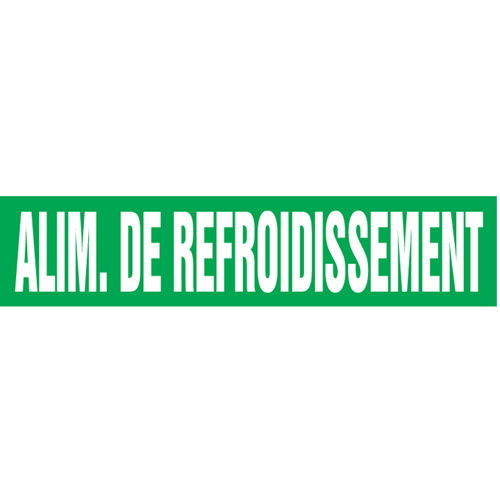 Marqueurs de tuyau "Alim. de Refroidissement", Autocollant, 2-1/2" h x 12" la, Blanc/vert Southpoint Industrial Supply