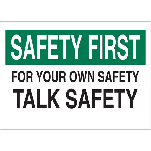 "Talk Safety" Sign, 10" x 14", Aluminum, English Southpoint Industrial Supply