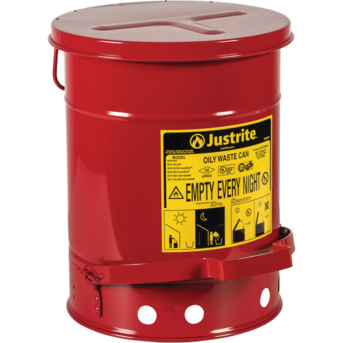 Oily Waste Cans, FM Approved/UL Listed, 6 US Gal., Red Southpoint Industrial Supply