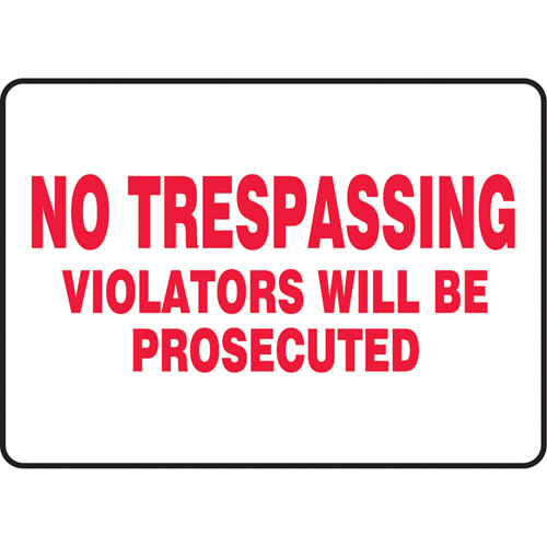 Enseigne  No Trespassing , 10" x 14", Vinyle, Anglais Southpoint Industrial Supply