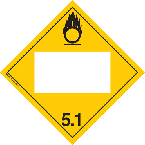 Oxidizer TDG Placard, Adhesive Vinyl Southpoint Industrial Supply