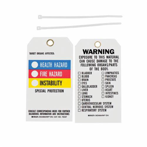 Right-To-Know Tags, Polyester, 3" W x 5-3/4" H, English Southpoint Industrial Supply