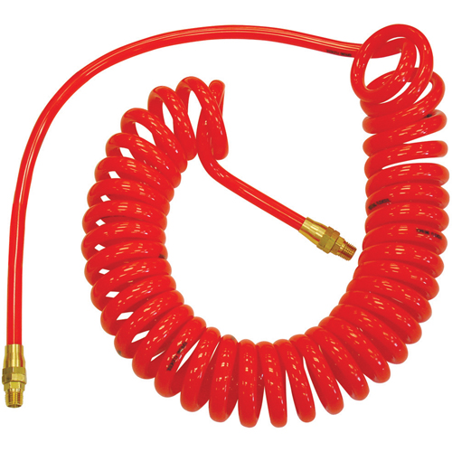 Flexcoil Self-Storing Polyurethane Air Hoses With Fittings, Air, 1/4" ID x 20' L, Polyurethane, 140 PSI at 23 °C Southpoint Industrial Supply