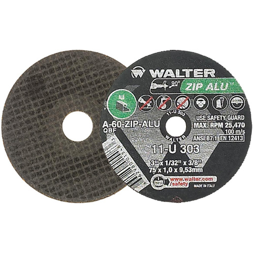 Meule ZIP ALU, 3" x 1/32", Arbre de 3/8", Type 1, Oxyde d'aluminium, 25470 Tr/min Southpoint Industrial Supply