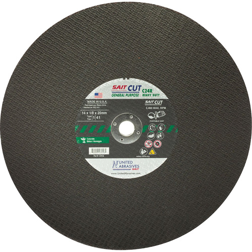 C24R Concrete High Speed Cut-Off Wheel, 12" x 1/8", 25/32" Arbor, Type 1, Silicon Carbide, 6300 RPM Southpoint Industrial Supply