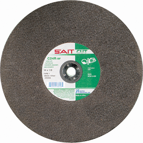 Meule &agrave; tronçonner haute vitesse pour le b&eacute;ton C24R, 14" x 1/8", Arbre de 1", Type 1, Carbure de silicium, 5400 Tr/min Southpoint Industrial Supply