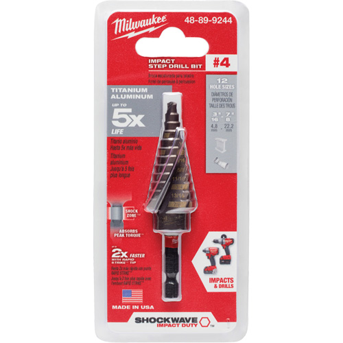 Foret &eacute;tag&eacute; #4 Shockwave Impact Duty, 3/16" - 7/8", Incr&eacute;ments de 1/16", Titane Southpoint Industrial Supply