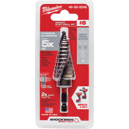 Foret &eacute;tag&eacute; #8 Shockwave Impact Duty, 1/2" - 1", Incr&eacute;ments de 1/16", Titane Southpoint Industrial Supply