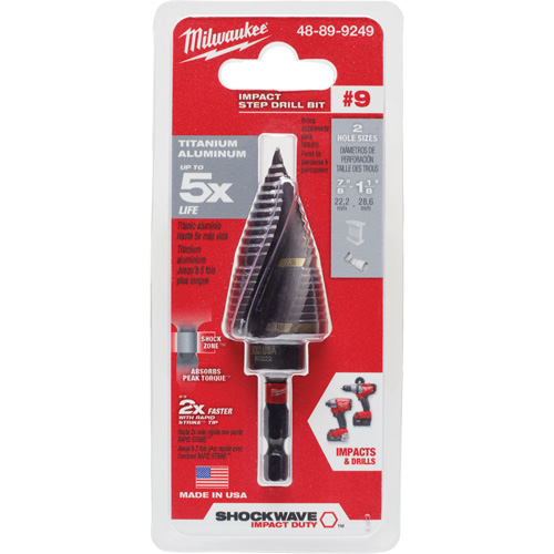 Foret &eacute;tag&eacute; #9 Shockwave Impact Duty, 7/8" - 1-1/8", Incr&eacute;ments de 1/4", Titane Southpoint Industrial Supply