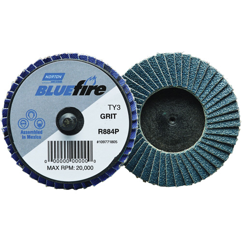 R884P BlueFire&reg; Mini Flap Disc, 3" x Type 27, P40 Grit, Zirconia Alumina Southpoint Industrial Supply