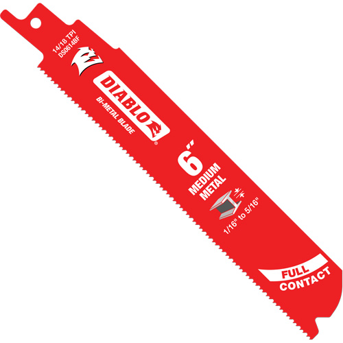 Lame de scie alternative de s&eacute;rie moyenne pour le m&eacute;tal, Bim&eacute;tal, 14-18 Dents par pouce, 6" lo x 1" la Southpoint Industrial Supply