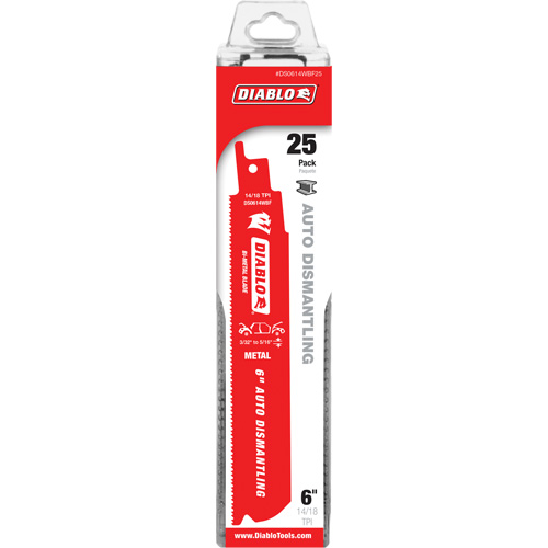 Lame de scie alternative autod&eacute;montage, Bim&eacute;tal, 14-18 Dents par pouce, 6" lo x 1" la Southpoint Industrial Supply