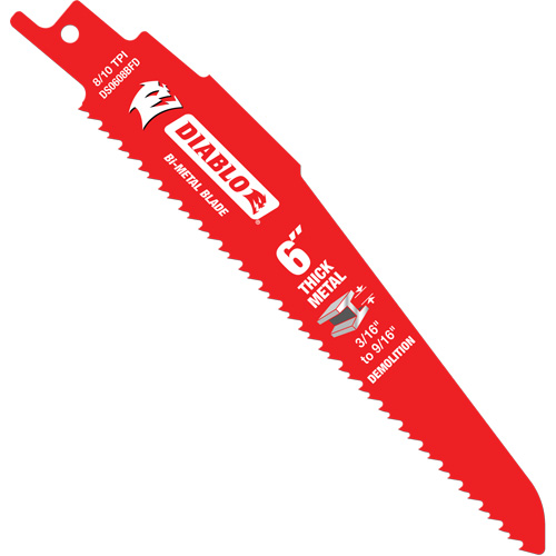 Lame de scie alternative pour la d&eacute;molition et les m&eacute;taux &eacute;pais, Bim&eacute;tal, 8-10 Dents par pouce, 6" lo Southpoint Industrial Supply