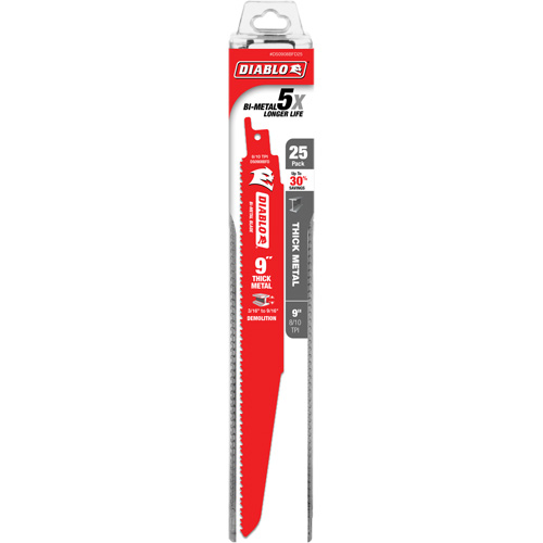 Lame de scie alternative pour la d&eacute;molition et les m&eacute;taux &eacute;pais, Bim&eacute;tal, 8-10 Dents par pouce, 9" lo Southpoint Industrial Supply