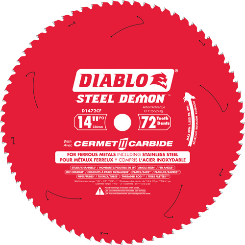 Steel Demon Cermet II Circular Saw Blade, 14", 72 Teeth, Metal Use Southpoint Industrial Supply