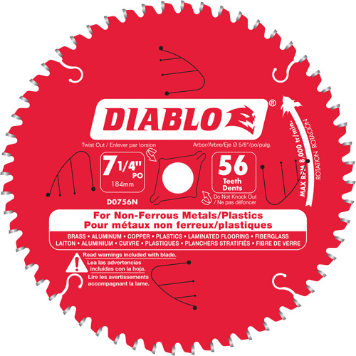 Aluminum Cutting Saw Blade, 7-1/4", 56 Teeth, Non-Ferrous Use Southpoint Industrial Supply