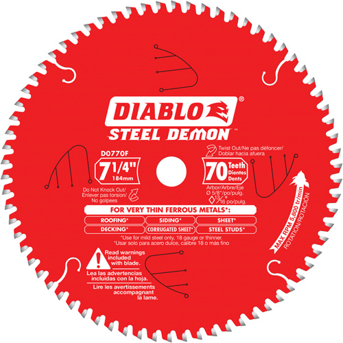 Lame de scie &agrave; d&eacute;couper Steel Demon, 7-1/4", 70 dents, Pour M&eacute;tal Southpoint Industrial Supply
