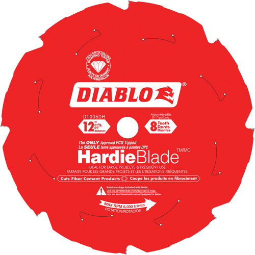 HardieBlade Cutting Saw Blade, 12", 8 Teeth, Fibre Cement Use Southpoint Industrial Supply