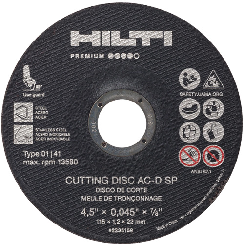 AC-D SP Cut-Off Wheel, 4-1/2" x 0.045", 7/8" Arbor, Type 1, 13580 RPM Southpoint Industrial Supply