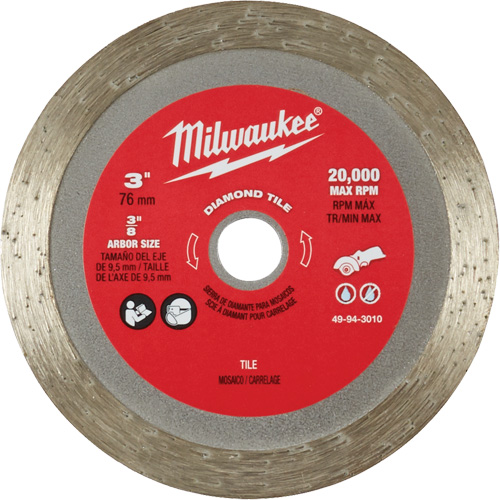 Lame pour coupe de carreaux, 3" x Arbre de 3/8", Losange, 20 000 Tr/min Southpoint Industrial Supply