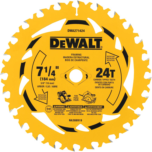 Circular Saw Blade, 7-1/4", 24 Teeth, Wood Use Southpoint Industrial Supply