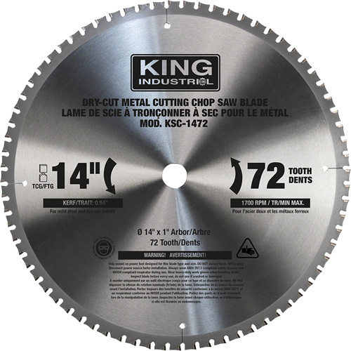 Chop Saw Blade, 14", 72 Teeth, Metal Use Southpoint Industrial Supply