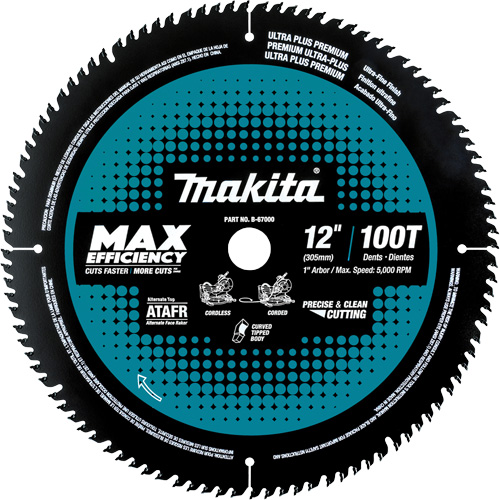 Lames Max-Efficiency, id&eacute;ales pour les scies &agrave; onglets sans fil, 12", 100 dents, Pour Finition Southpoint Industrial Supply