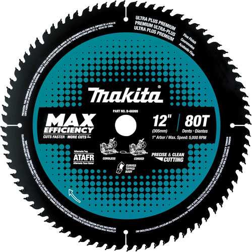 Lame de scie &agrave; onglets Max Efficiency avec embout au carbure, 12", 100 dents, Pour Bois Southpoint Industrial Supply