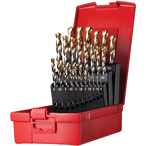 Jeu de forets s&eacute;rie courte combin&eacute;s robustes, 25 morceaux, Acier rapide Southpoint Industrial Supply