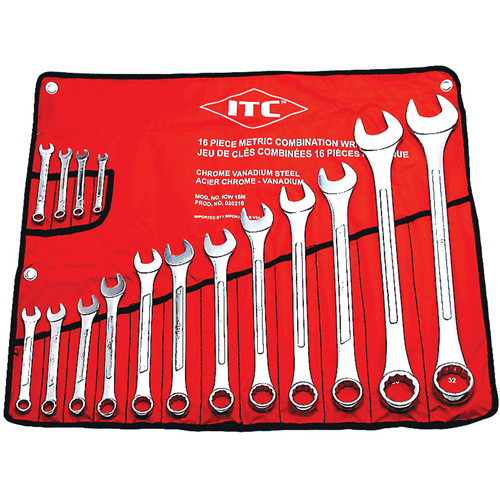 ICW-16M ITC&reg; Professional Raised Panel Wrench Set, Combination, 16 Pieces, Metric Southpoint Industrial Supply