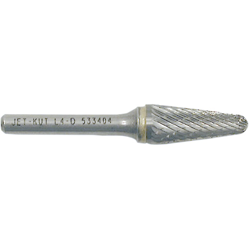 L4-D JET-KUT&reg; Taper Shape Burr with Radius End, 1/4" Dia., 1/4" Shank, 1-1/8" Depth of Cut Southpoint Industrial Supply