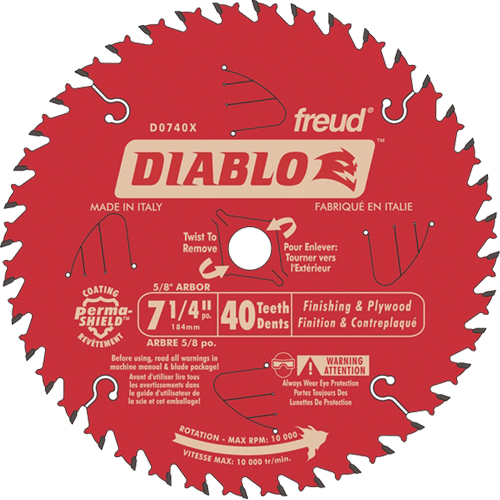 Contractor Saw Blade - Finishing Saw Blades, 7-1/4", 40 Teeth, Wood Use Southpoint Industrial Supply