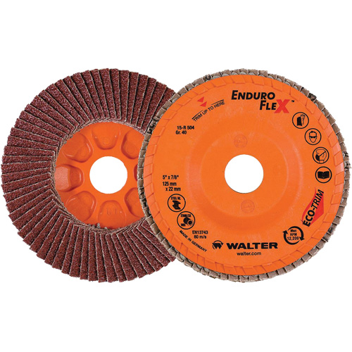 Disque &agrave; lamelles Enduro-Flex, 5" x 7/8", Type 27, Grain 40, Alumine de zirconium Southpoint Industrial Supply