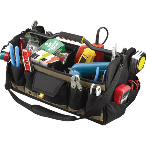 Sacs &agrave; outils souples &agrave; dessus ouvert de 20", Polyester, 27 pochettes, Noir Southpoint Industrial Supply