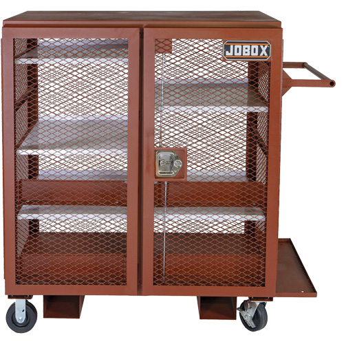 Mobile Mesh Cabinet, Steel, 37 Cubic Feet, Red Southpoint Industrial Supply