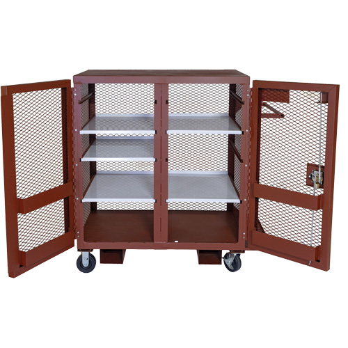 Mobile Mesh Cabinet, Steel, 37 Cubic Feet, Red Southpoint Industrial Supply