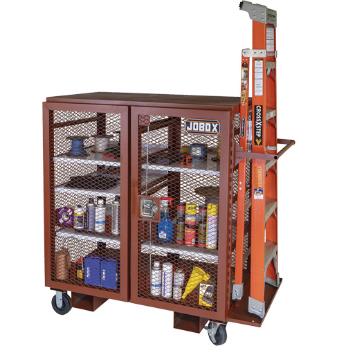 Mobile Mesh Cabinet, Steel, 37 Cubic Feet, Red Southpoint Industrial Supply