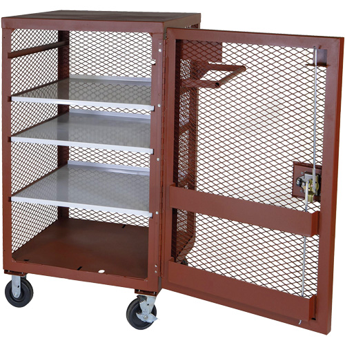 Mobile Mesh Cabinet, Steel, 22 Cubic Feet, Red Southpoint Industrial Supply