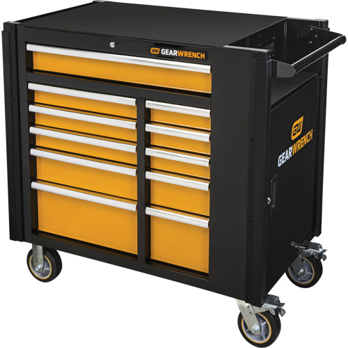 Powered Tool Cart, 11 Drawers, 42-1/2" W x 24-7/16" D x 41" H, Black/Orange Southpoint Industrial Supply