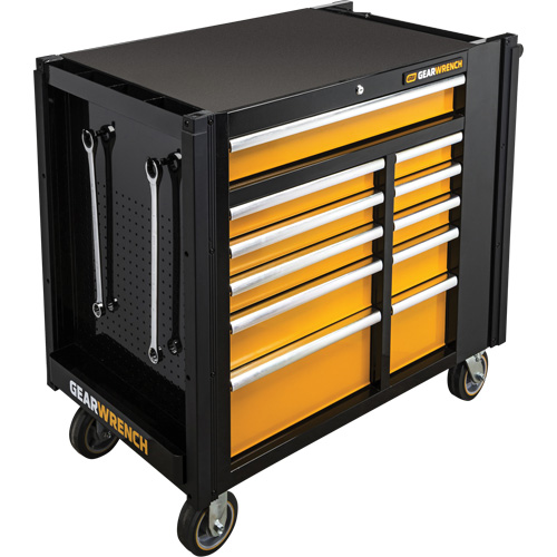 Powered Tool Cart, 11 Drawers, 42-1/2" W x 24-7/16" D x 41" H, Black/Orange Southpoint Industrial Supply