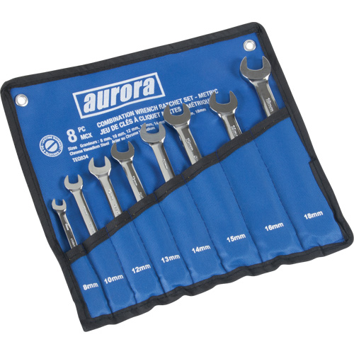 Jeu de cl&eacute;s &agrave; cliquet &agrave; t&ecirc;te fixe, Combinaison, 8 morceaux, M&eacute;trique Southpoint Industrial Supply