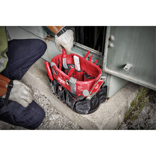 Sac ovale utilitaire, Nylon balistique, 24 pochettes, Noir/Rouge Southpoint Industrial Supply
