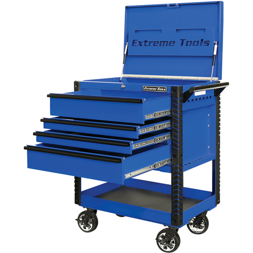 EX Deluxe Series Tool Cart, 4 Drawers, 22-7/8" L x 33" W x 44-1/4" H, Blue Southpoint Industrial Supply