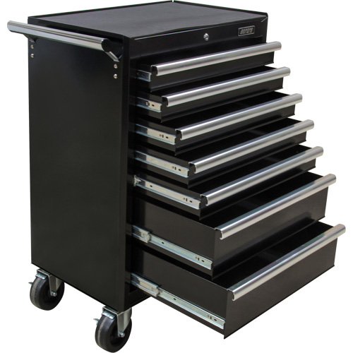 Industrial Tool Cart, 7 Drawers, 27" W x 18-3/4" D x 39" H, Black Southpoint Industrial Supply