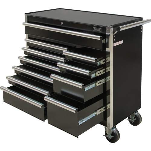 Industrial Tool Cart, 11 Drawers, 41" W x 18-3/4" D x 39-1/3" H, Black Southpoint Industrial Supply