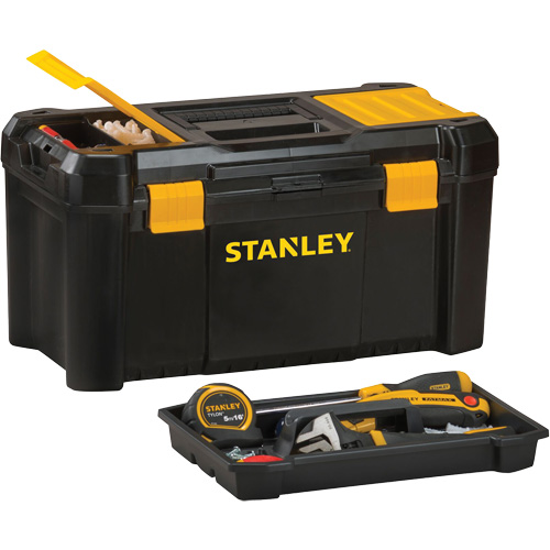 Coffre &agrave; outils avec plateau Essential, 19" la x 9-7/8" p x 9-3/4" h, Noir/Jaune Southpoint Industrial Supply