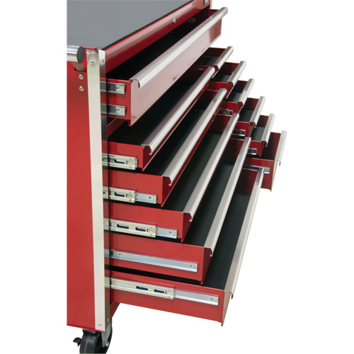 Industrial Tool Cart, 12 Drawers, 56" W x 24-1/2" D x 38-1/8" H, Red Southpoint Industrial Supply